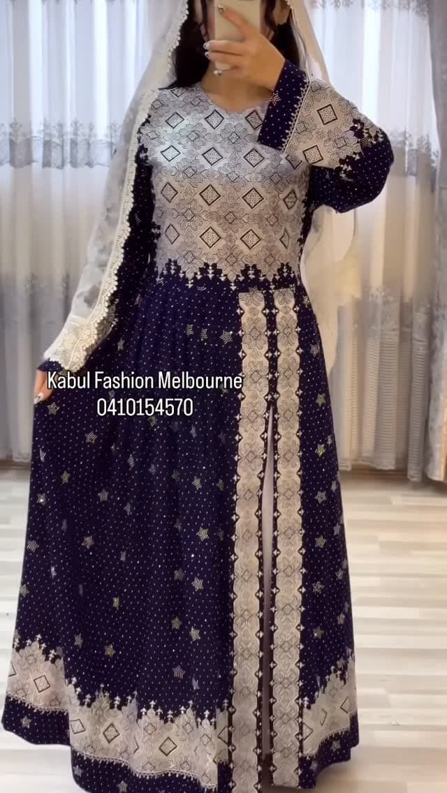 Midnight Eid Celebration Dress — Afghan dress from Kabul Fashion Melbourne, showing dress, net.