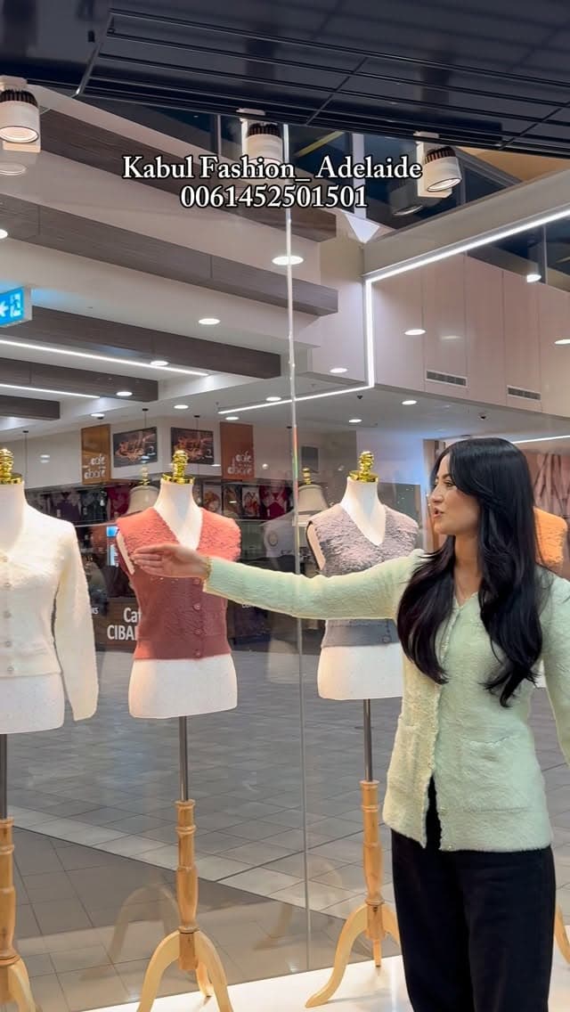 Coral Two-Piece Panjabi Suit — Afghan dress from Kabul Fashion Adelaide, showing blazer, clothes hanger, suit, mannequin, display case.