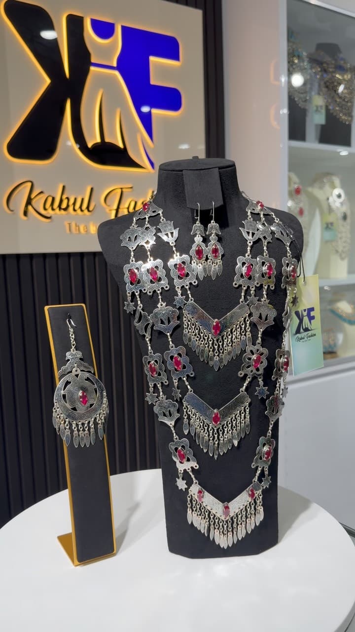 Bridal Silver Set — Afghan silver jewellery from Kabul Fashion Melbourne, showing necklace.