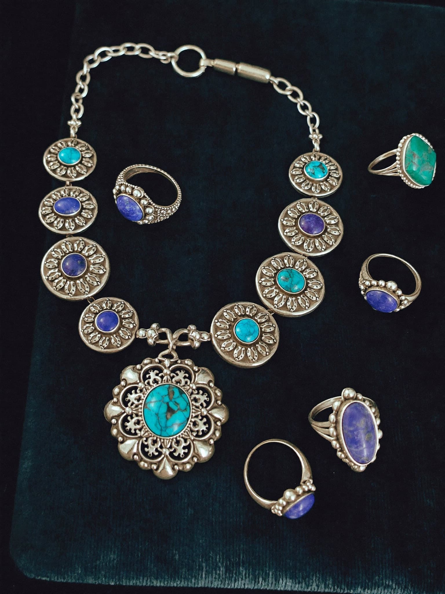Sterling silver and lapis jewellery from the Kabul Fashion Silver Collection.