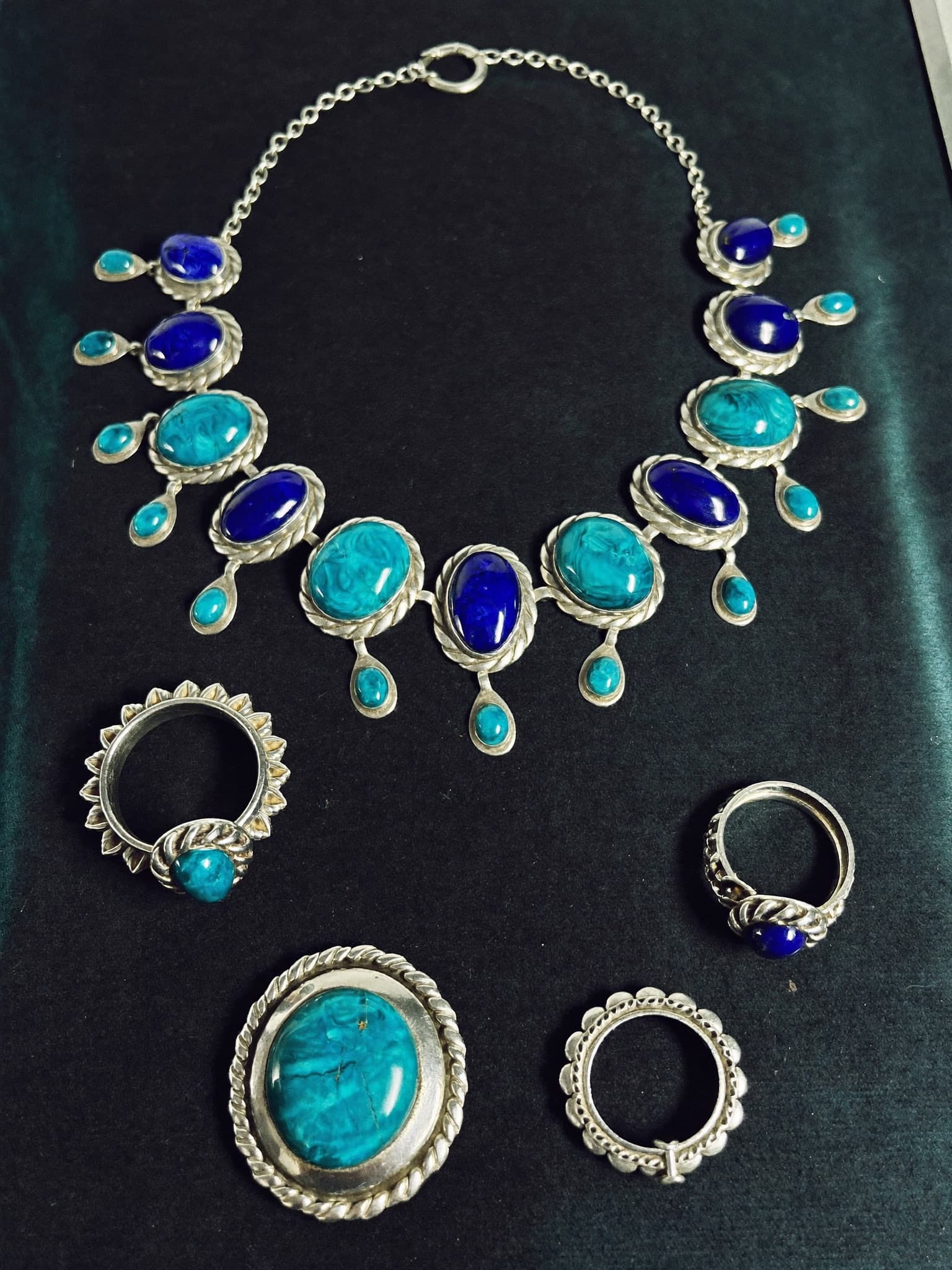 Sterling silver set with lapis and turquoise from the Silver Collection.